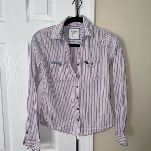 Abercrombie & Fitch Tops - Abercrombie & Fitch Pink and Blue Striped Shirt